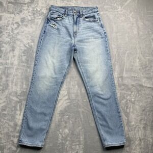 American Eagle Mom Jeans Women's Size 0 Short Straight Leg Light Denim Stretch